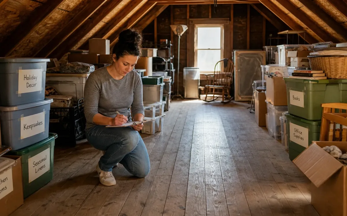 Labeled household belongings and a clear room path for when does the attic need an insulation professional?