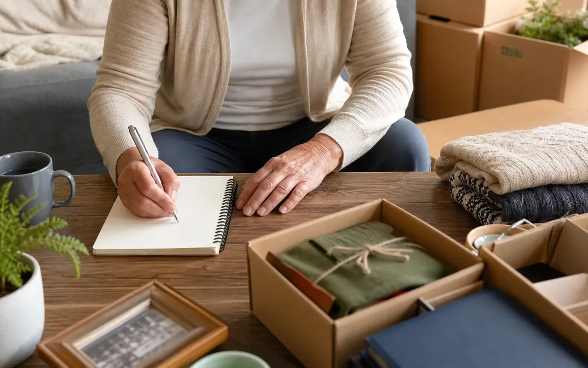 Hands organizing household items while planning 2. build the plan around the new home's capacity
