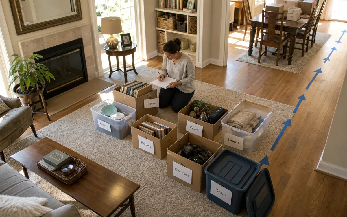 Labeled household belongings and a clear room path for which decisions can the household make?