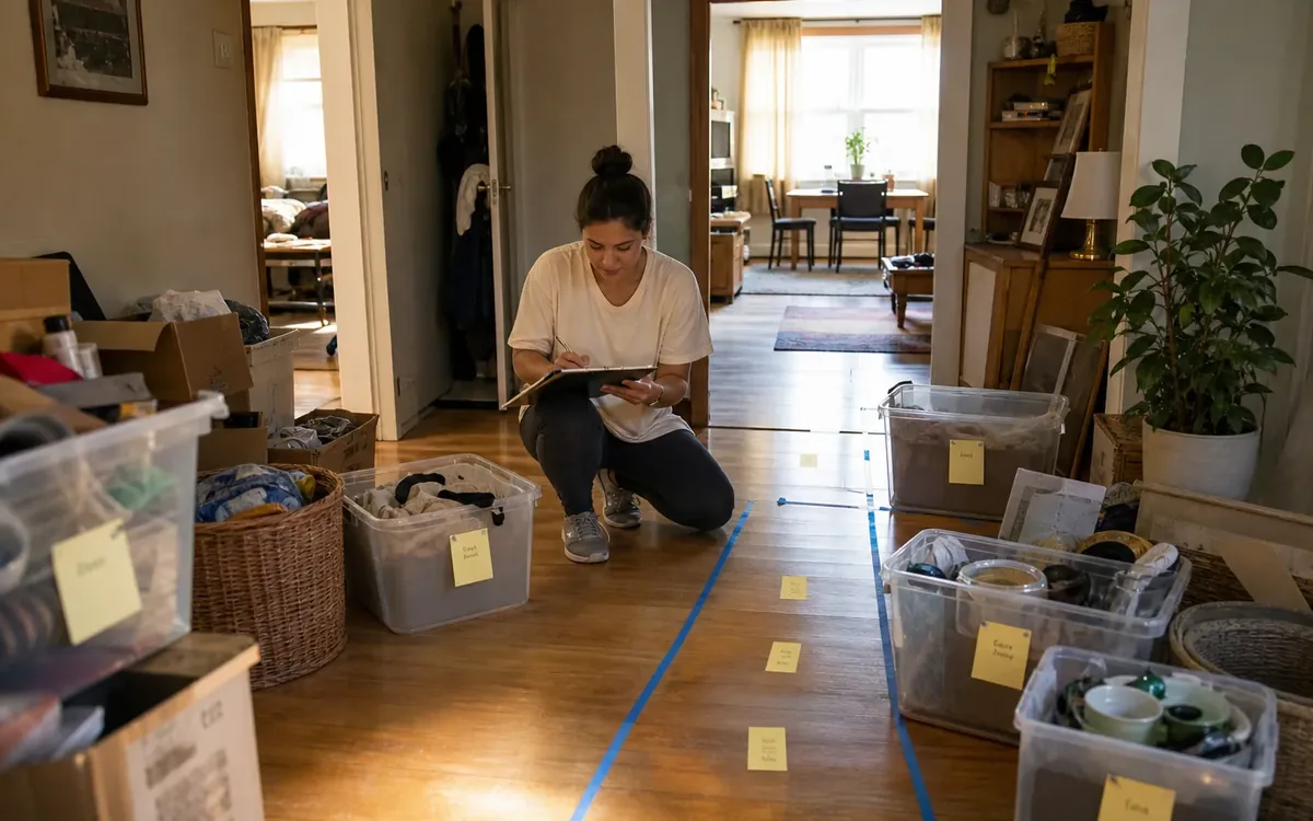 Labeled household belongings and a clear room path for how do you turn the notice into an actionable sequence?