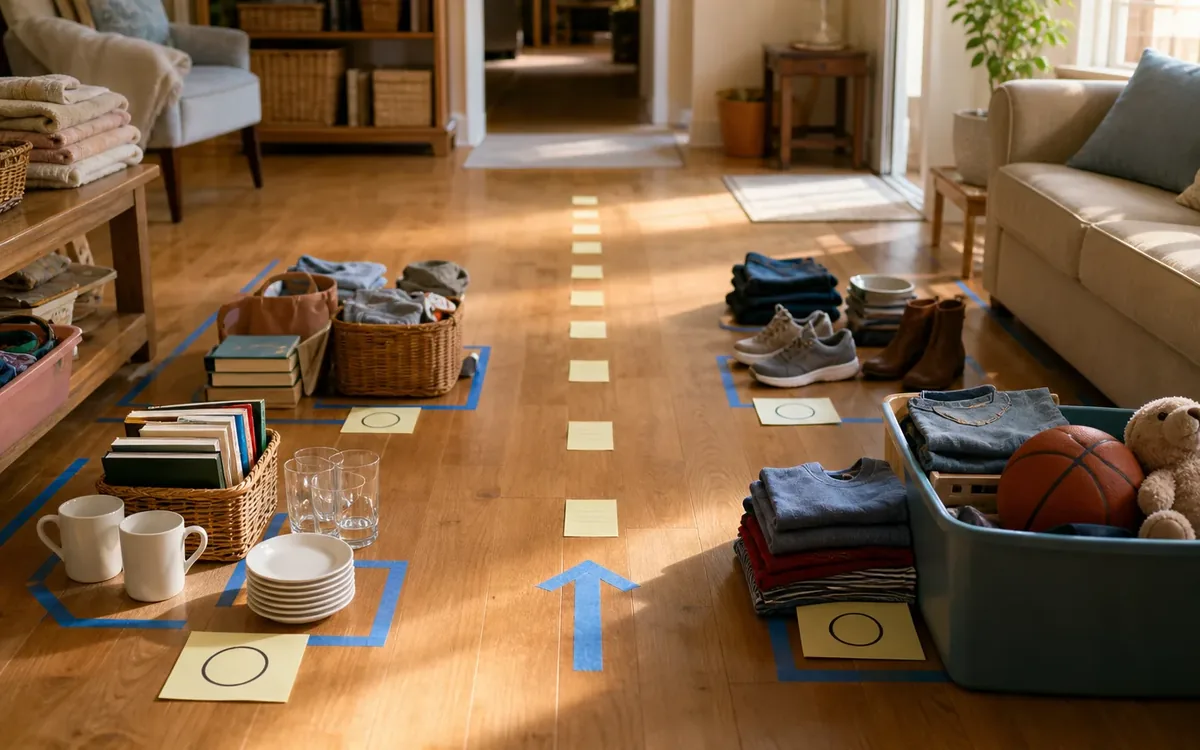 Labeled household belongings and a clear room path for how should multiple requests for the same item be handled?