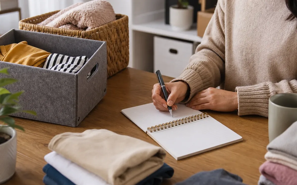 Hands organizing household items while planning build the checklist around household routines