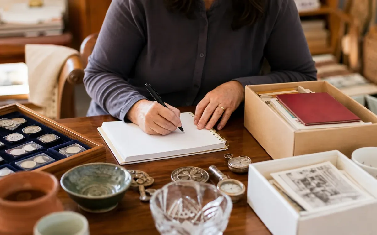 Hands organizing household items while planning when does a collection clearly deserve appraisal consideration?