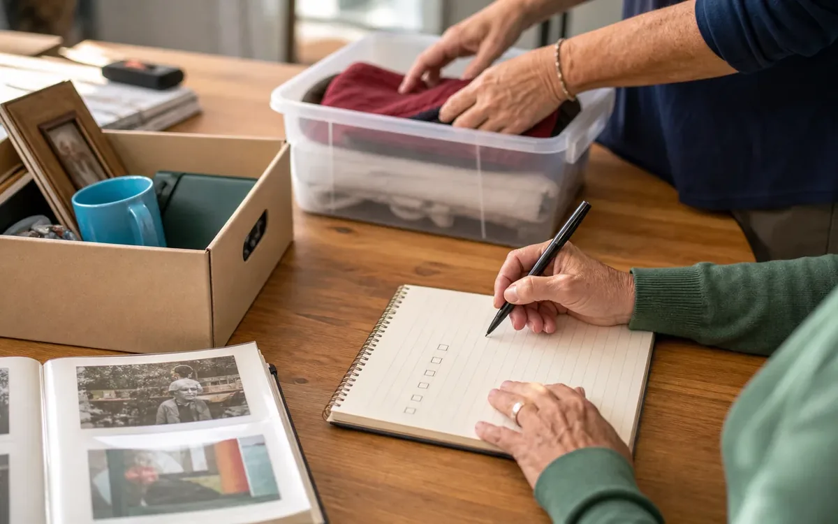 Hands organizing household items while planning what should be recorded before anyone removes items?