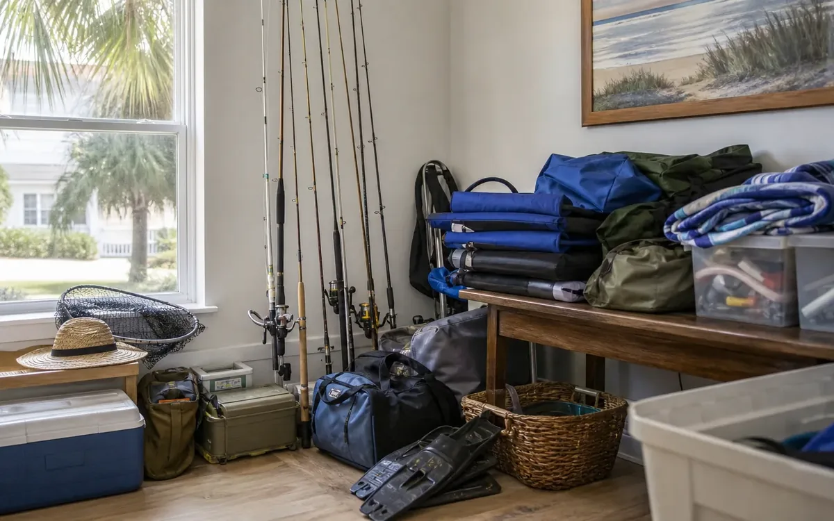 Household planning scene for How to Downsize Fishing, Boating, and Beach Gear in South Carolina
