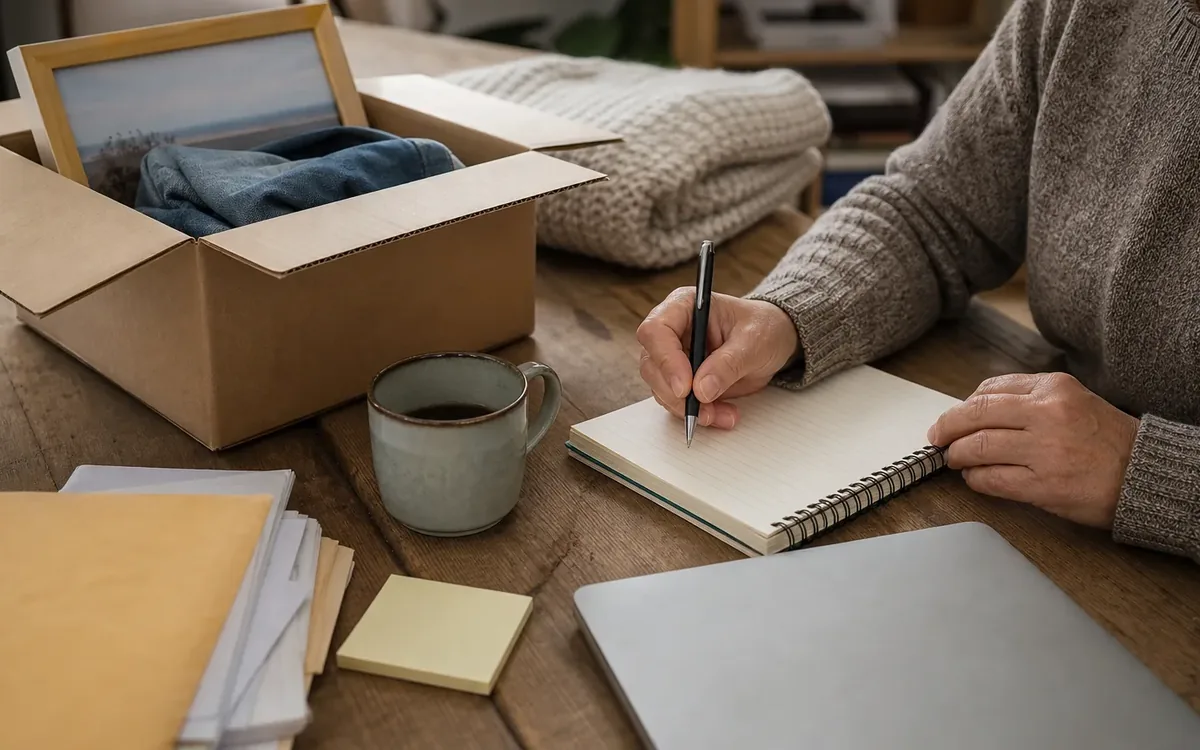 Hands organizing household items while planning start with the parcel, not the violation notice