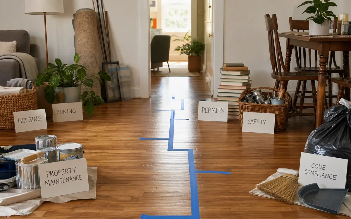 Labeled household belongings and a clear room path for match the problem to the department
