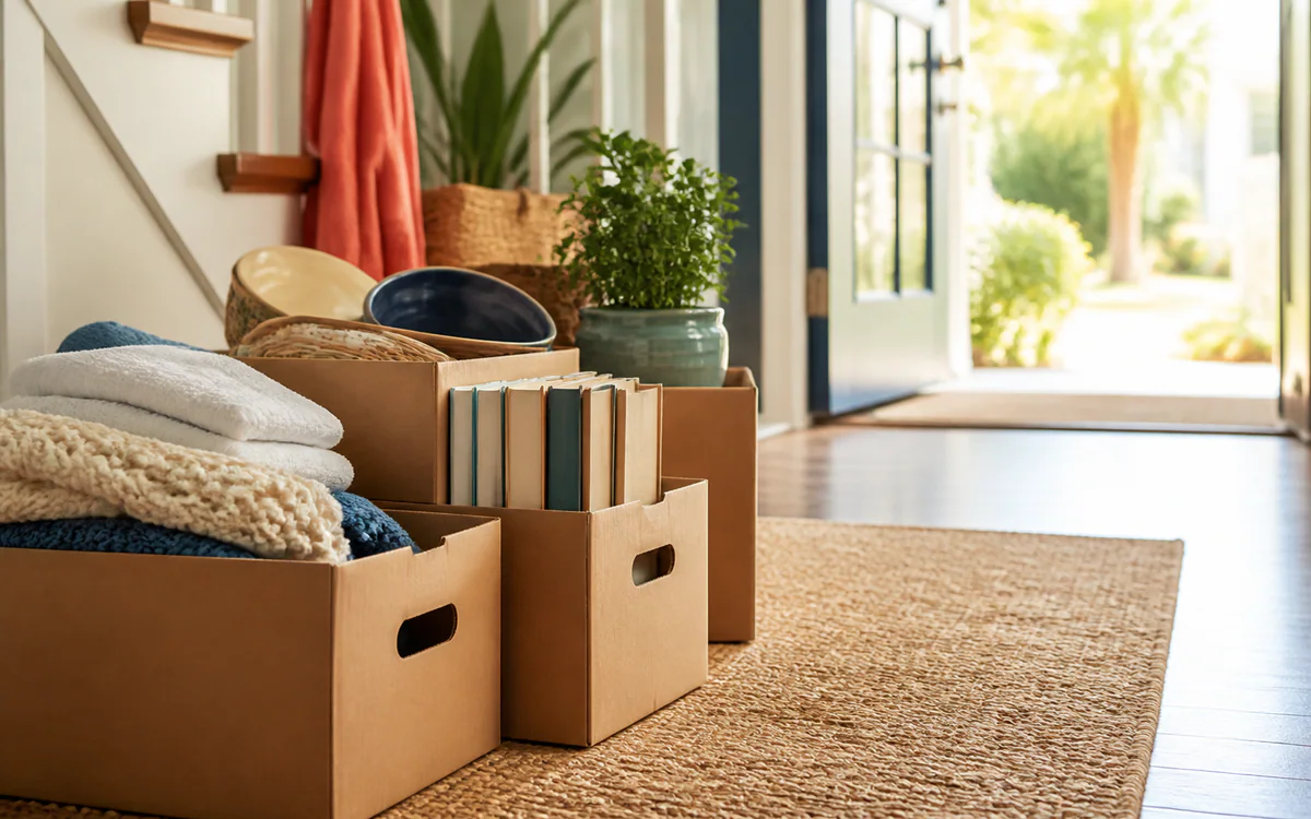 Family members sorting household belongings for a Charleston, SC guide answering "How to get rid of estate items"
