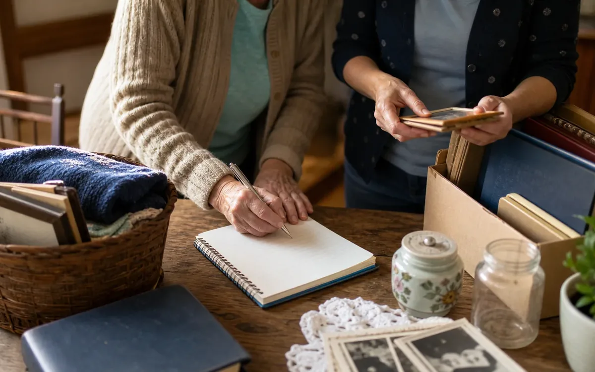 Hands organizing household items while planning begin with a small, visible success