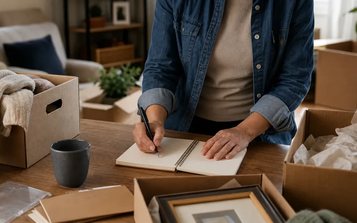 Hands organizing household items while planning what should the master cleanup log contain?