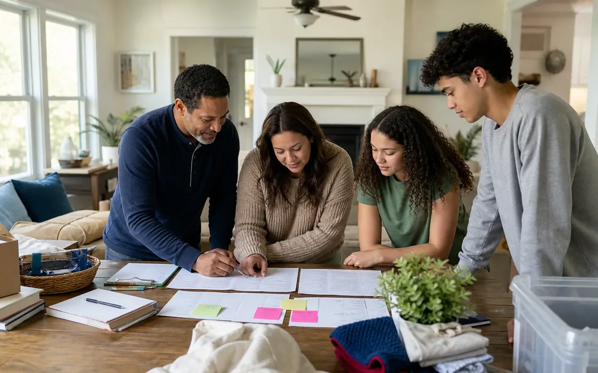 Household planning scene for How to Organize a Home Sale Prep Plan Across Multiple Family Members in South Carolina