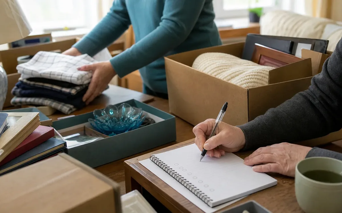 Hands organizing household items while planning what should one donation record contain?
