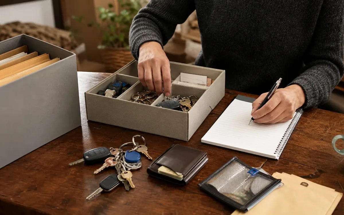 Hands organizing household items while planning how do you build a complete key and access inventory?