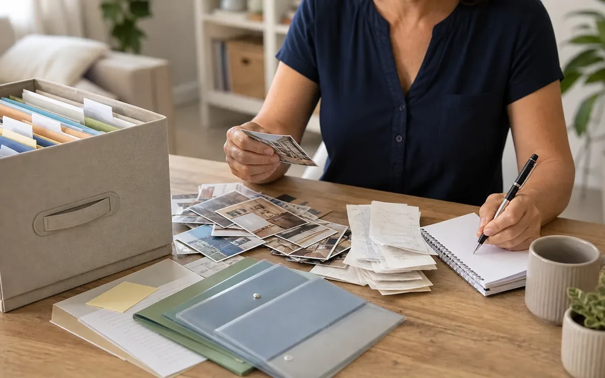 Hands organizing household items while planning how should you build the folder structure?