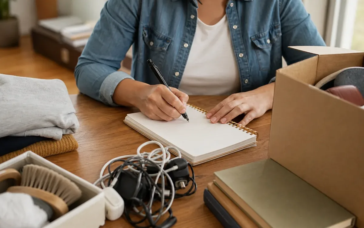 Hands organizing household items while planning how do you create useful before photos?