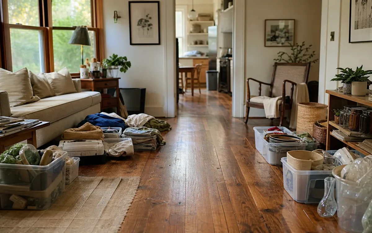 Labeled household belongings and a clear room path for which close-up details matter most?