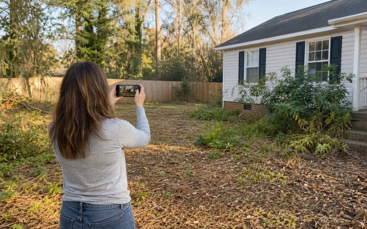 Household planning scene for How to Photograph Yard Conditions Before Cleanup Starts in South Carolina