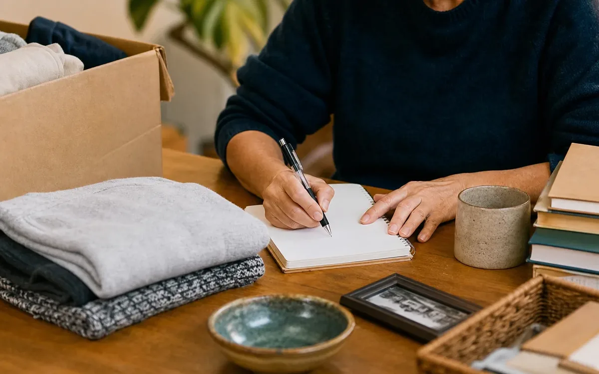Hands organizing household items while planning what should you decide before sorting belongings?