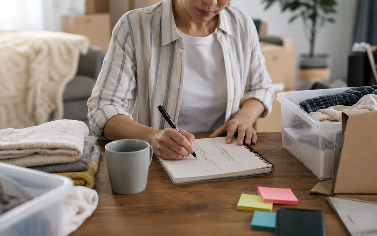 Hands organizing household items while planning build the plan around four decision points