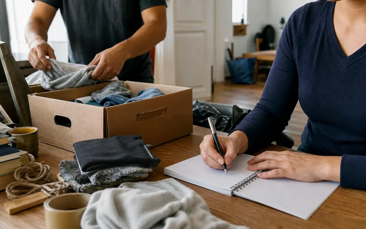 Hands organizing household items while planning build the plan around the cited condition