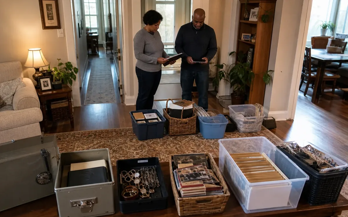 Labeled household belongings and a clear room path for how should valuables and personal information be protected?