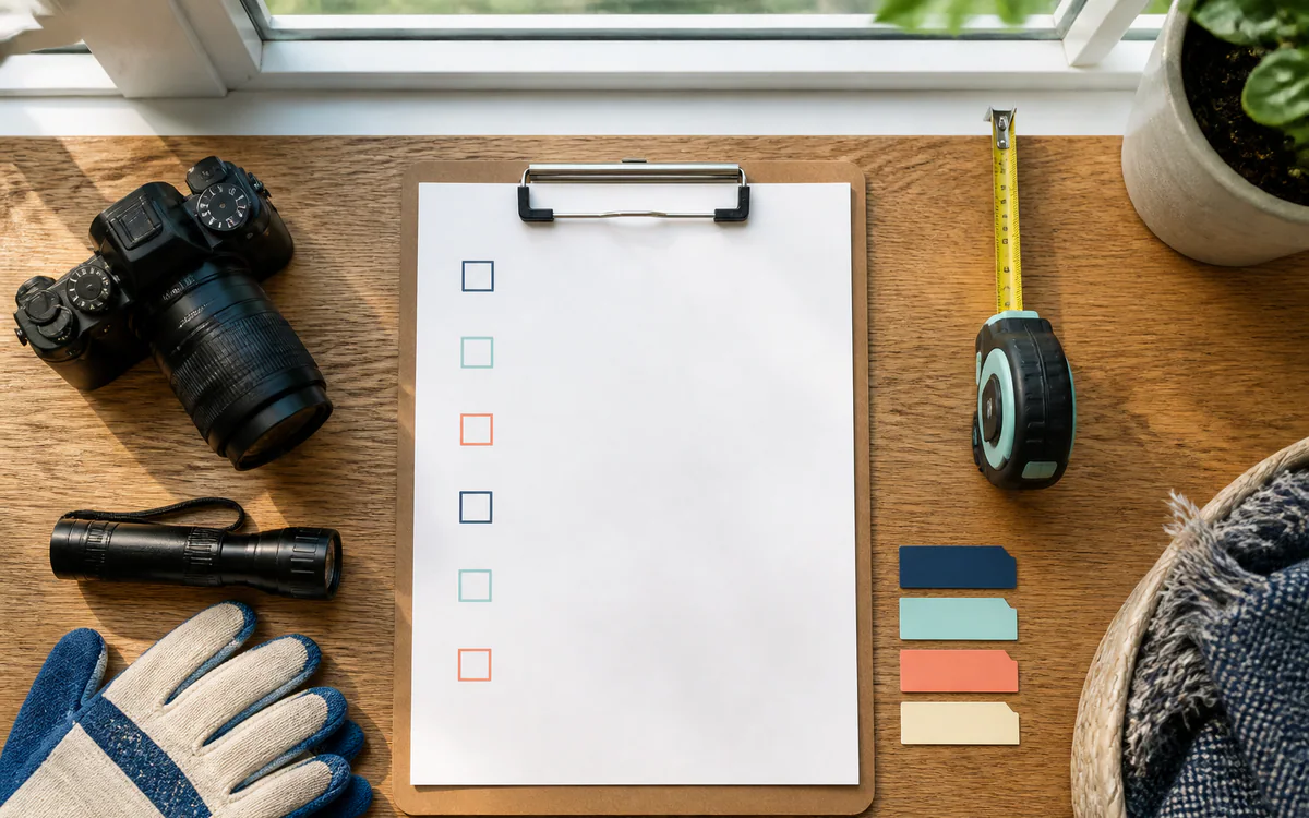 A homeowner reviewing a property cleanup checklist for a Charleston, SC guide answering "How to prepare a compliance checklist"