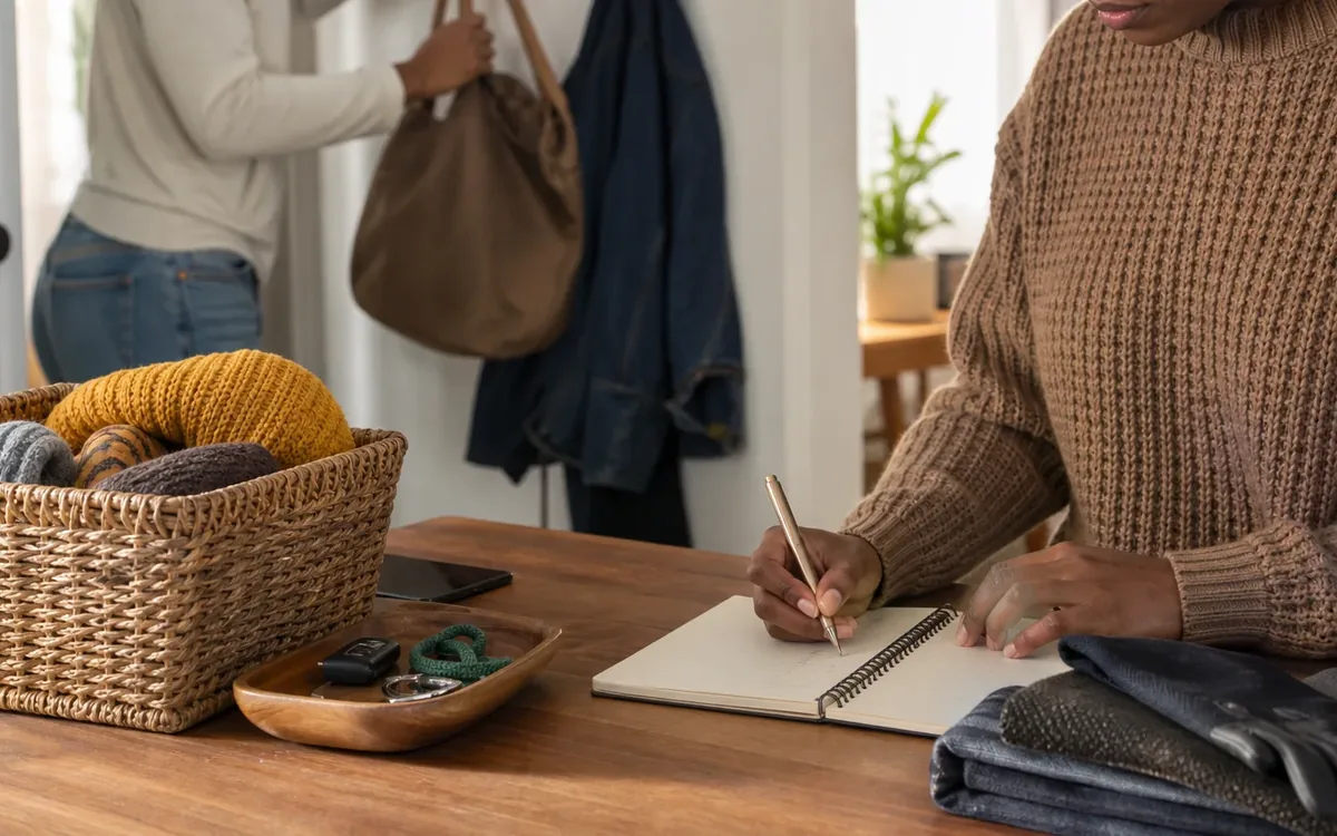 Hands organizing household items while planning what belongs to your household, and what is shared?