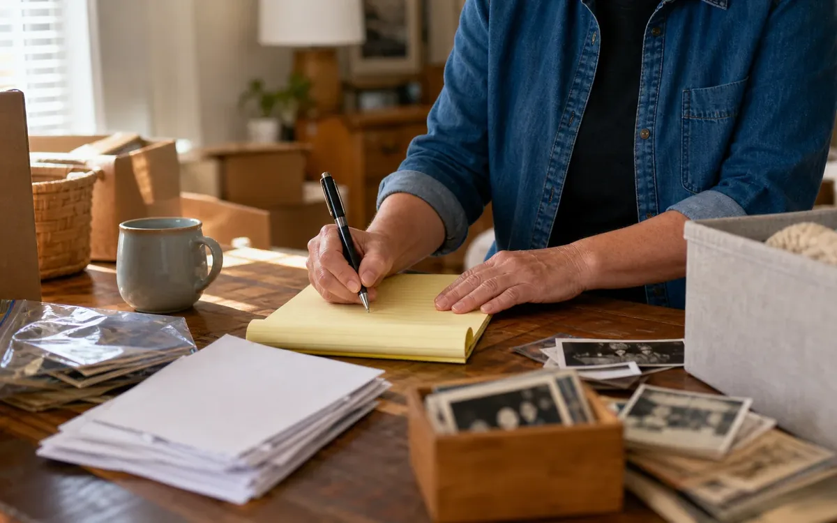 Hands organizing household items while planning secure the vacant property before the first visit