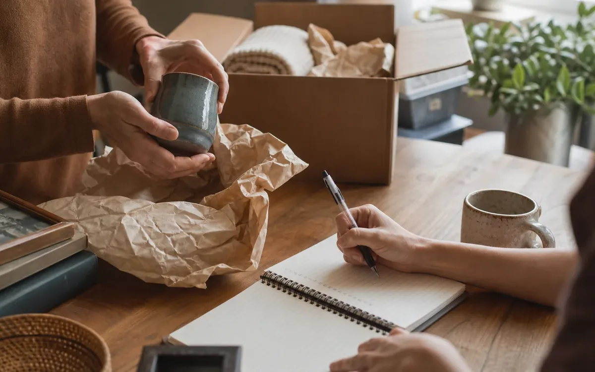 Hands organizing household items while planning who should make each decision before the property is listed?