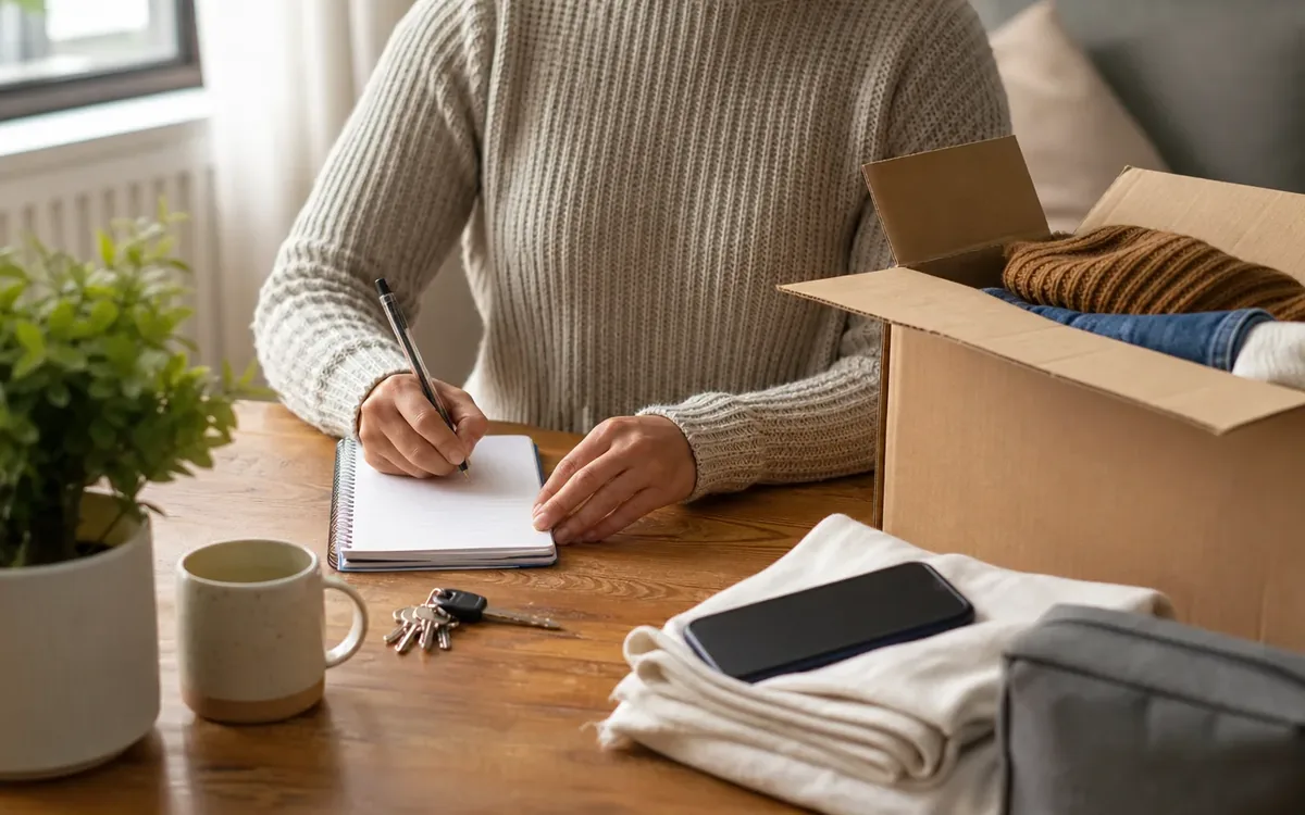 Hands organizing household items while planning what should you confirm before starting work?