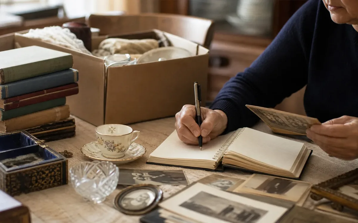 Hands organizing household items while planning what should be documented before anything is wrapped?