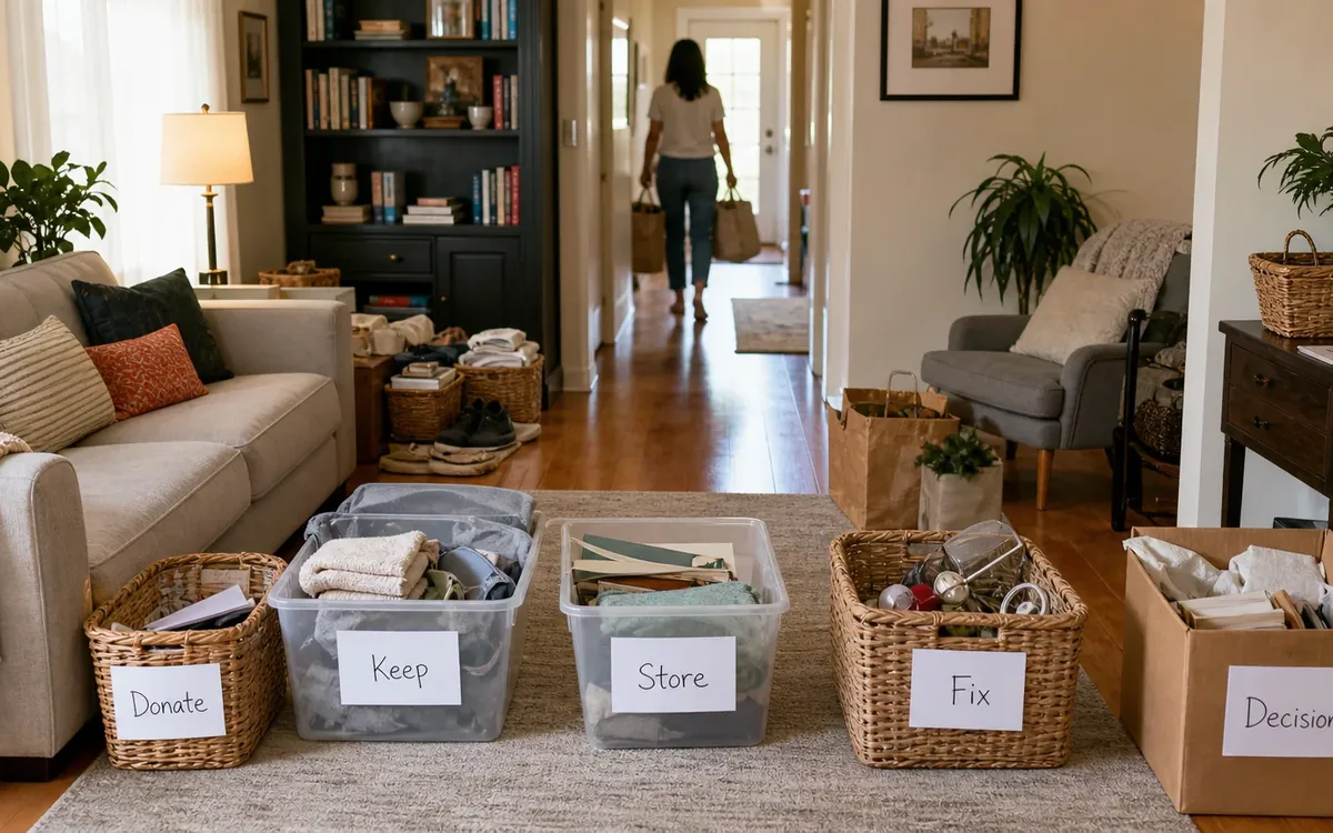 Labeled household belongings and a clear room path for what can the household decide on its own?
