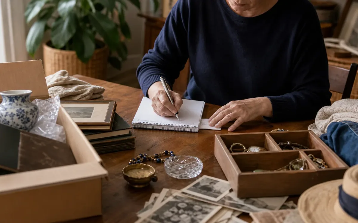Hands organizing household items while planning what signs suggest an item may need professional appraisal?