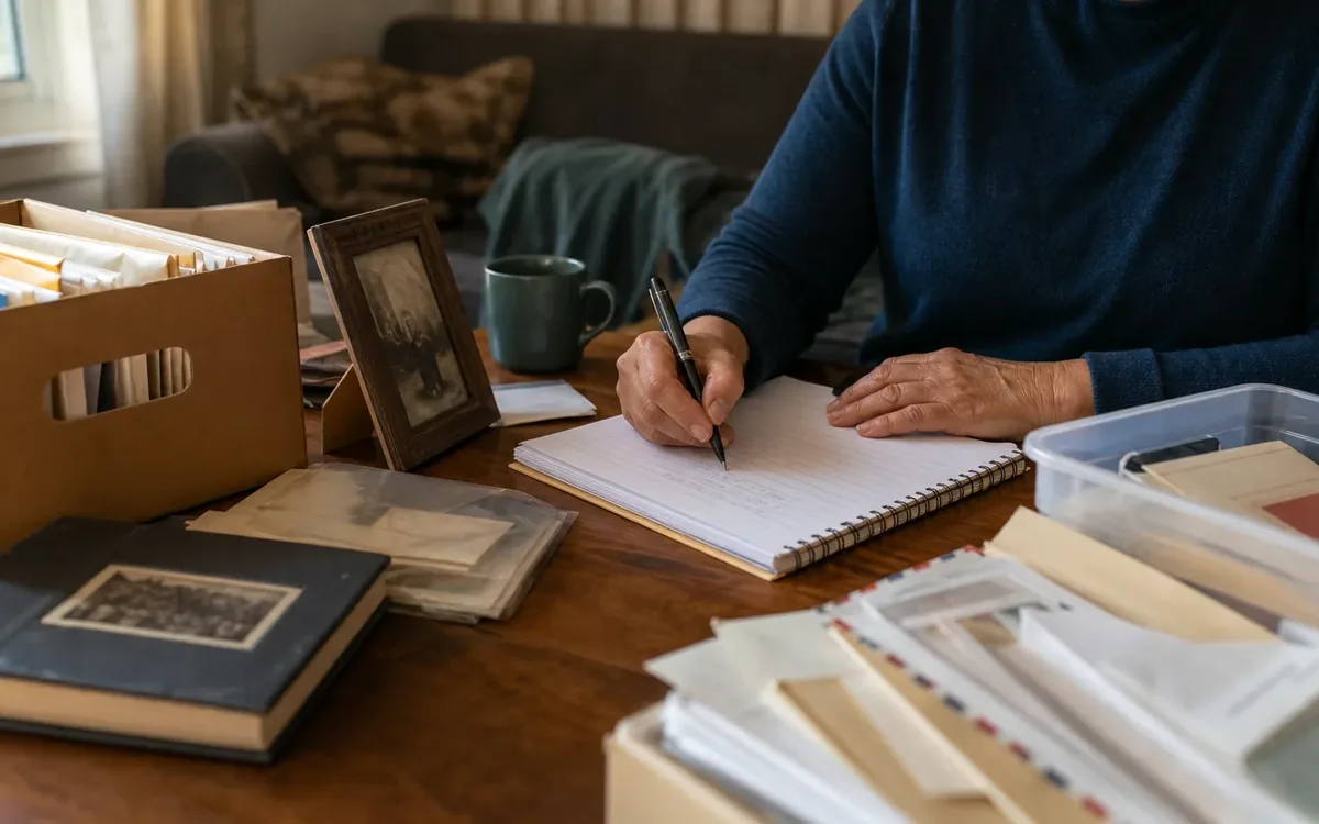 Hands organizing household items while planning who has authority to review estate papers?