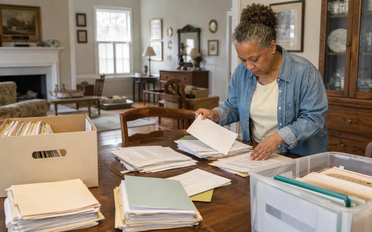 Household planning scene for How to Separate Personal Papers Before an Estate Sale in South Carolina