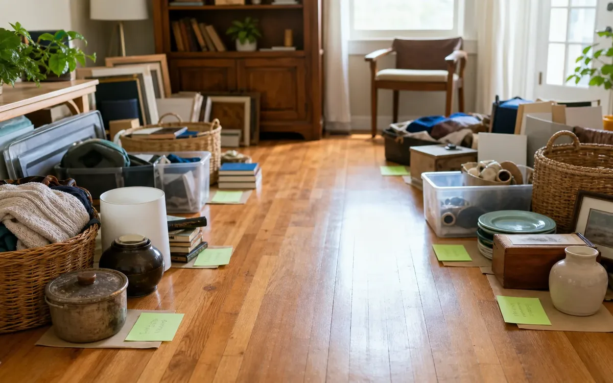 Labeled household belongings and a clear room path for how should outdoor household items be classified?
