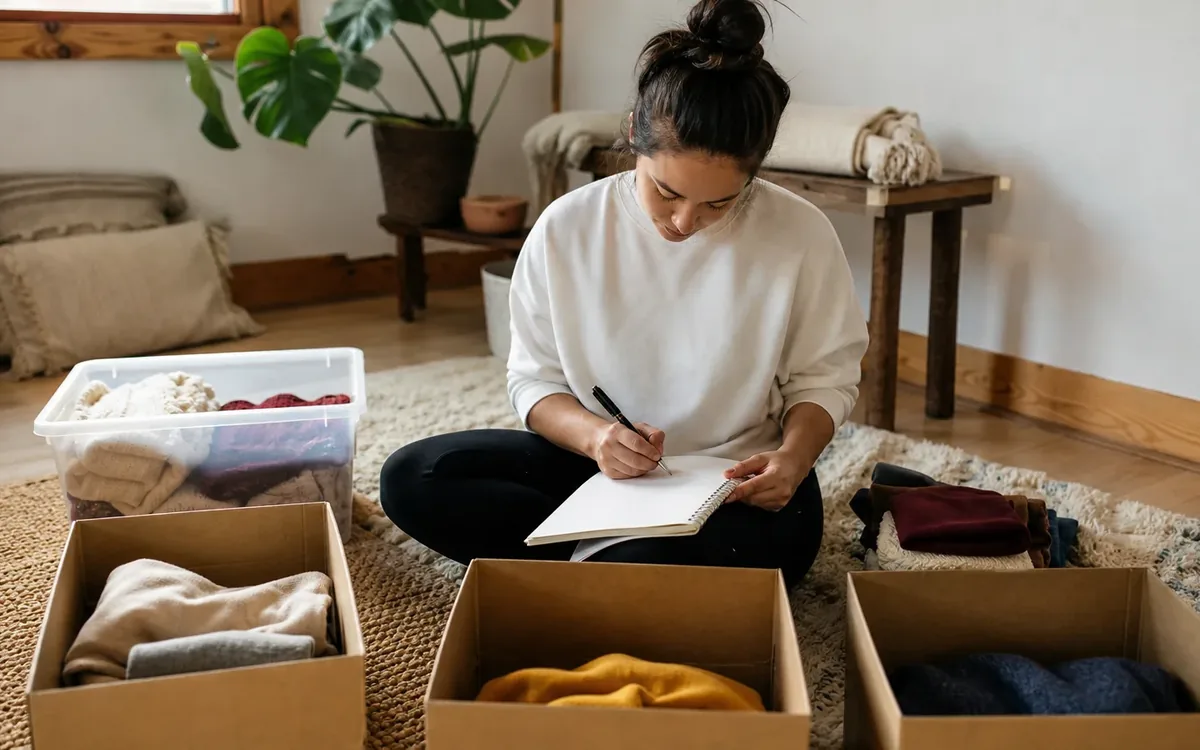 Hands organizing household items while planning build five zones, even though the plan has three outcomes