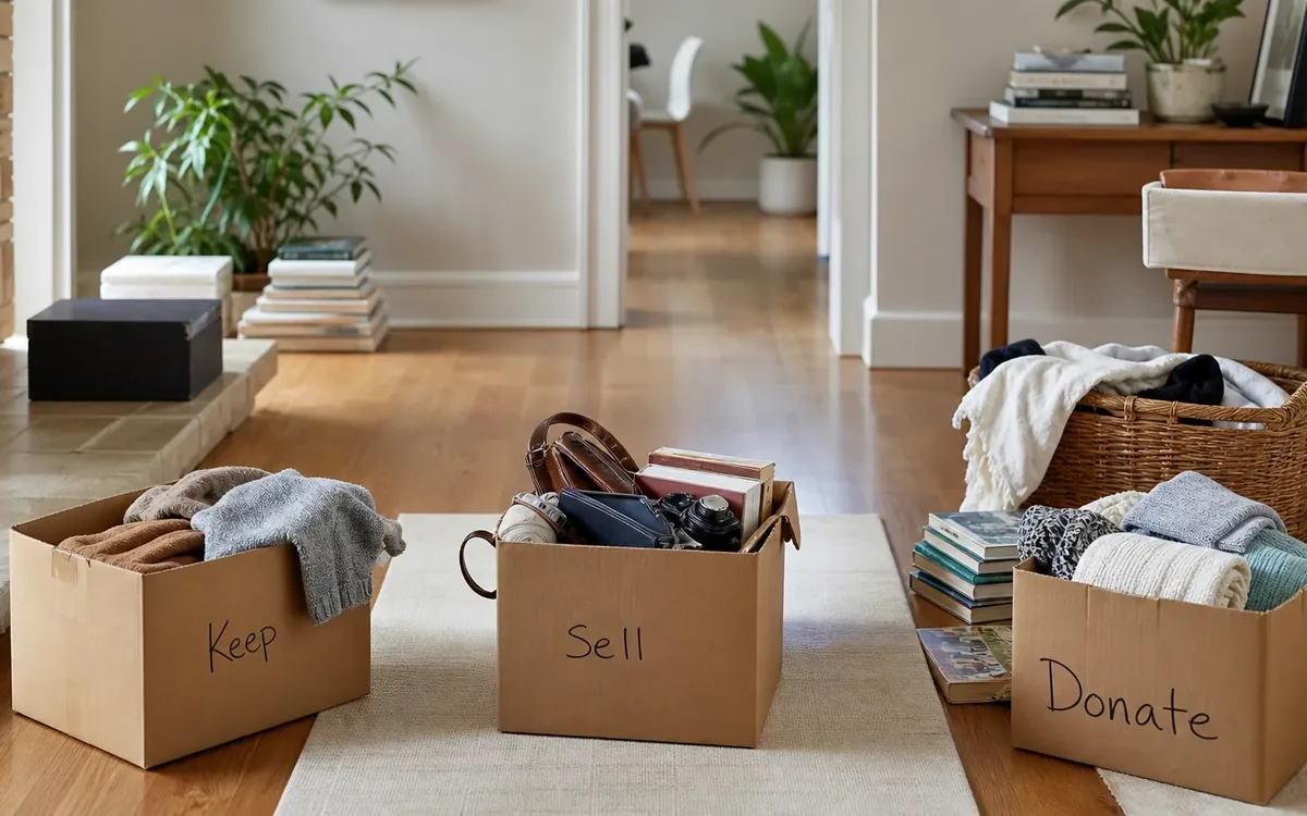 Labeled household belongings and a clear room path for when is an item worth trying to sell?