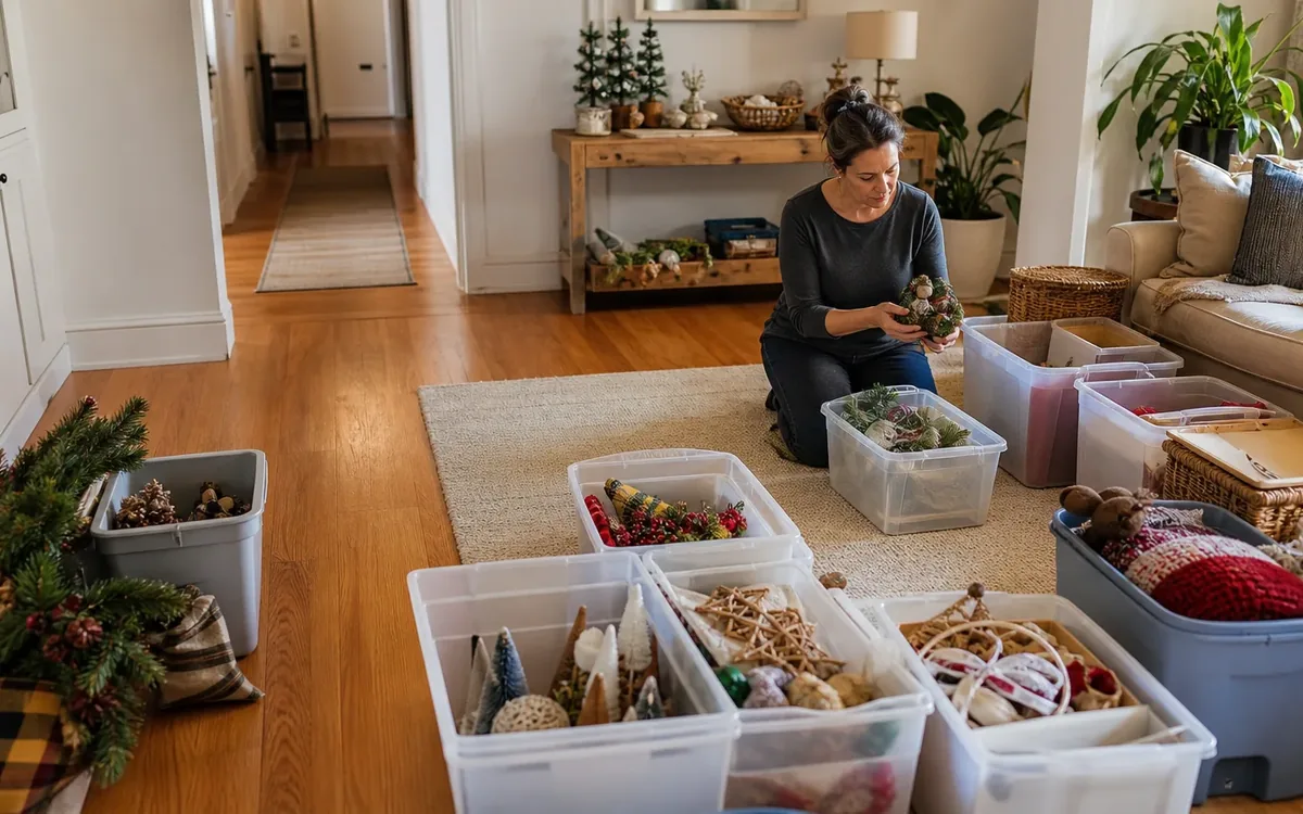 Labeled household belongings and a clear room path for how do you choose which decorations deserve space?