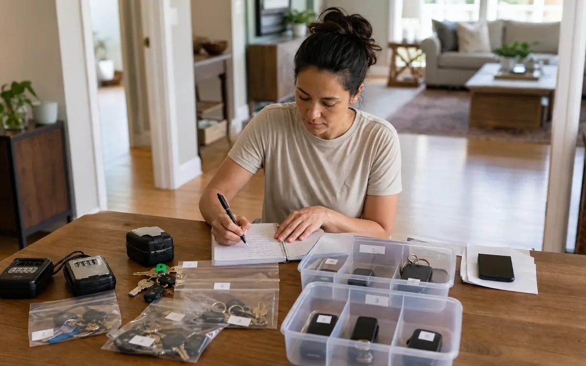 Labeled household belongings and a clear room path for how do you manage keys, lockboxes, and door codes?