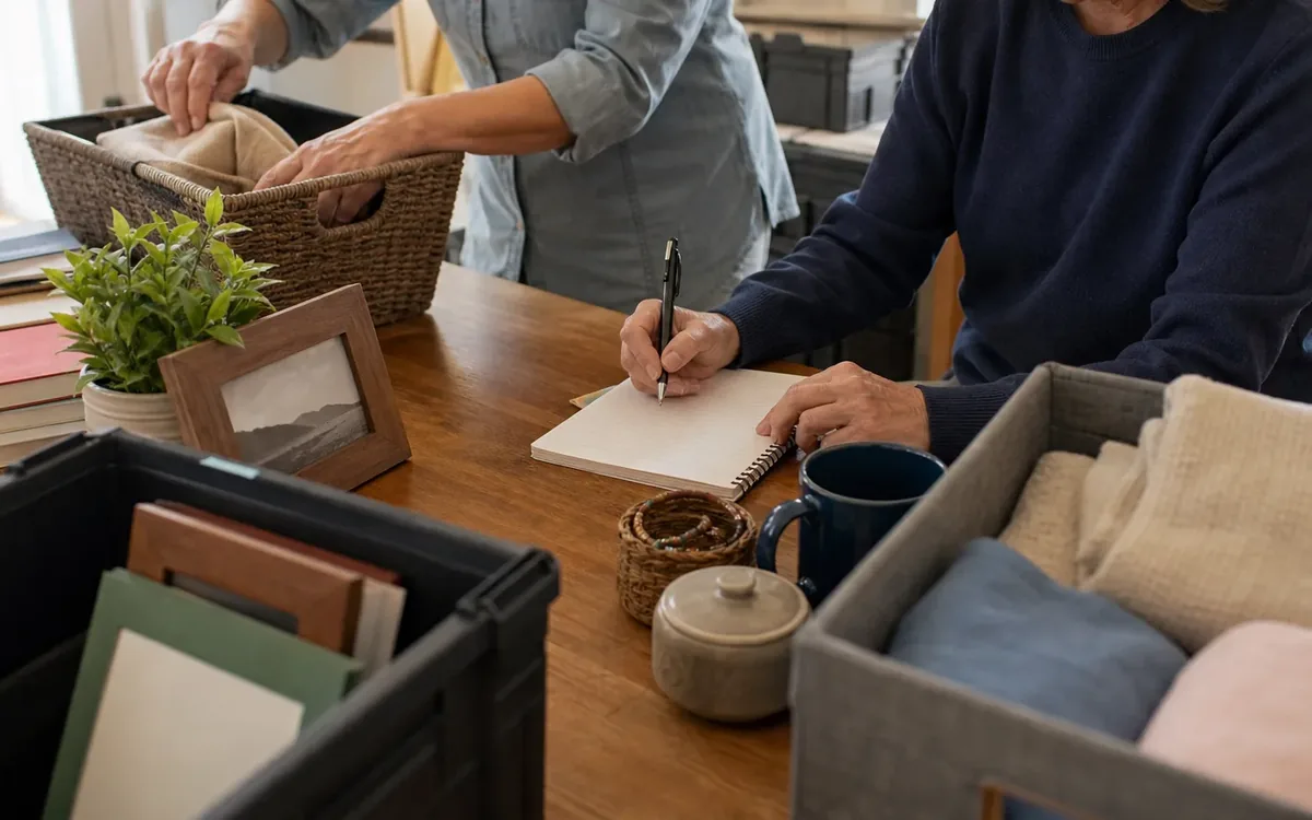 Hands organizing household items while planning when is a professional organizer the better fit?