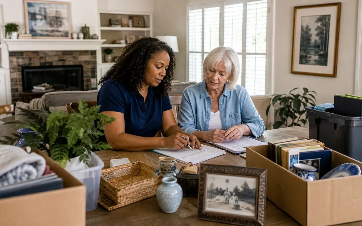 Household planning scene for Professional Organizer vs Downsizing Service: What Is the Difference? in South Carolina