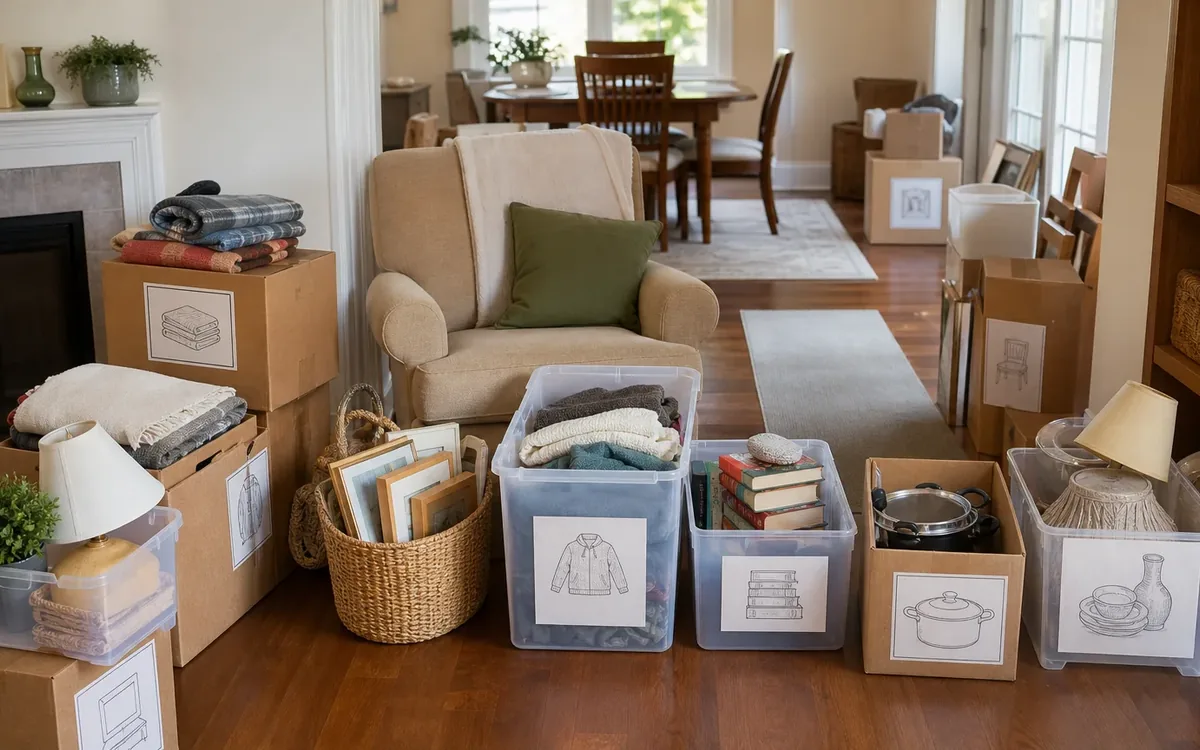 Labeled household belongings and a clear room path for how should a family decide what moves with the senior?