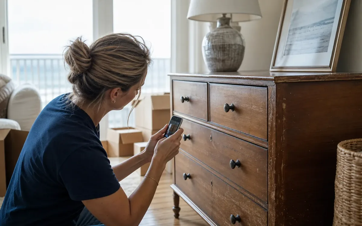 Household items arranged for the next step in record damage before deciding an item's destination
