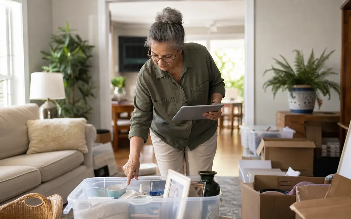 Labeled household belongings and a clear room path for what happens during the move and new-home setup?