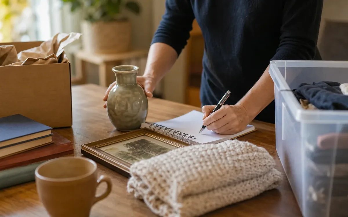 Hands organizing household items while planning how are personal and non-sale items separated?