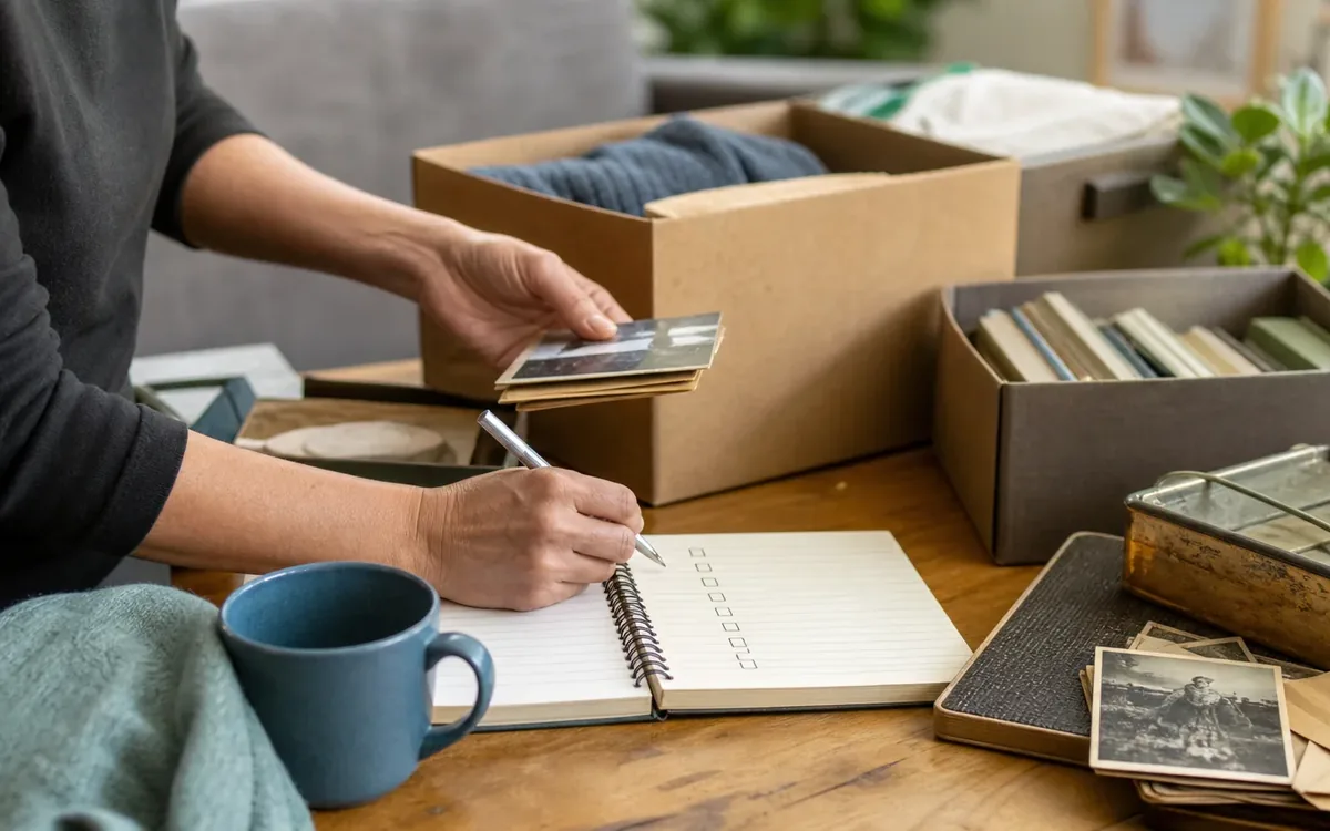 Hands organizing household items while planning what happens before anyone moves the furniture?