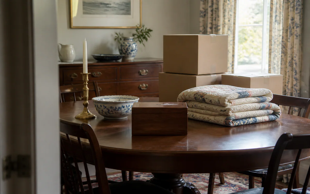 Family members sorting household belongings for a Charleston, SC guide answering "What is the best way to clean out my deceased parents' house"