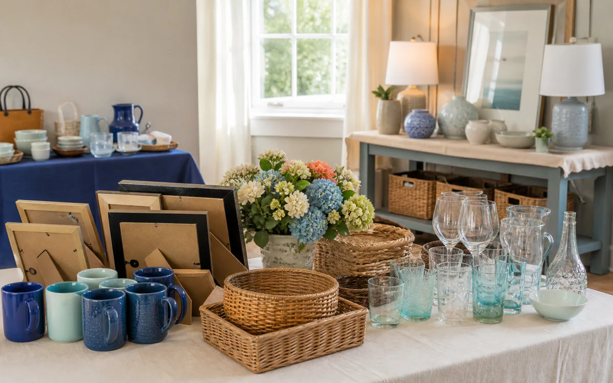 Household items arranged for an estate sale for a Charleston, SC guide answering "What items do not sell at estate sales"
