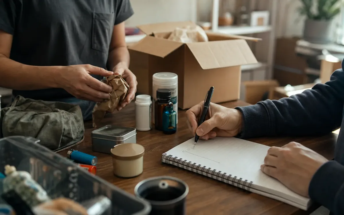 Hands organizing household items while planning why do packers refuse hazardous household products?